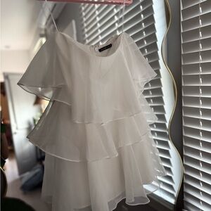 Abercrombie & Fitch White Strapless Layered Chiffon Dress